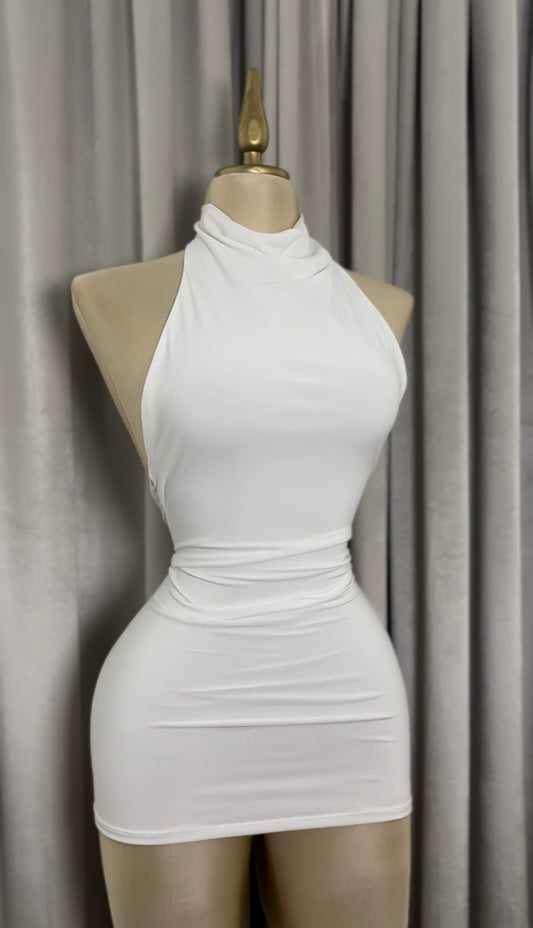 White Aura Halter Dress