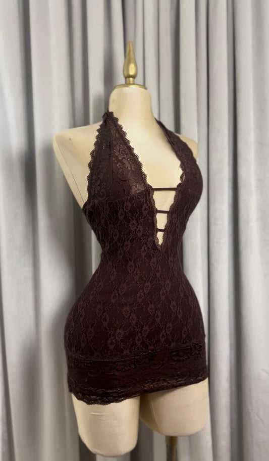 Mocha Muse Lace Dress