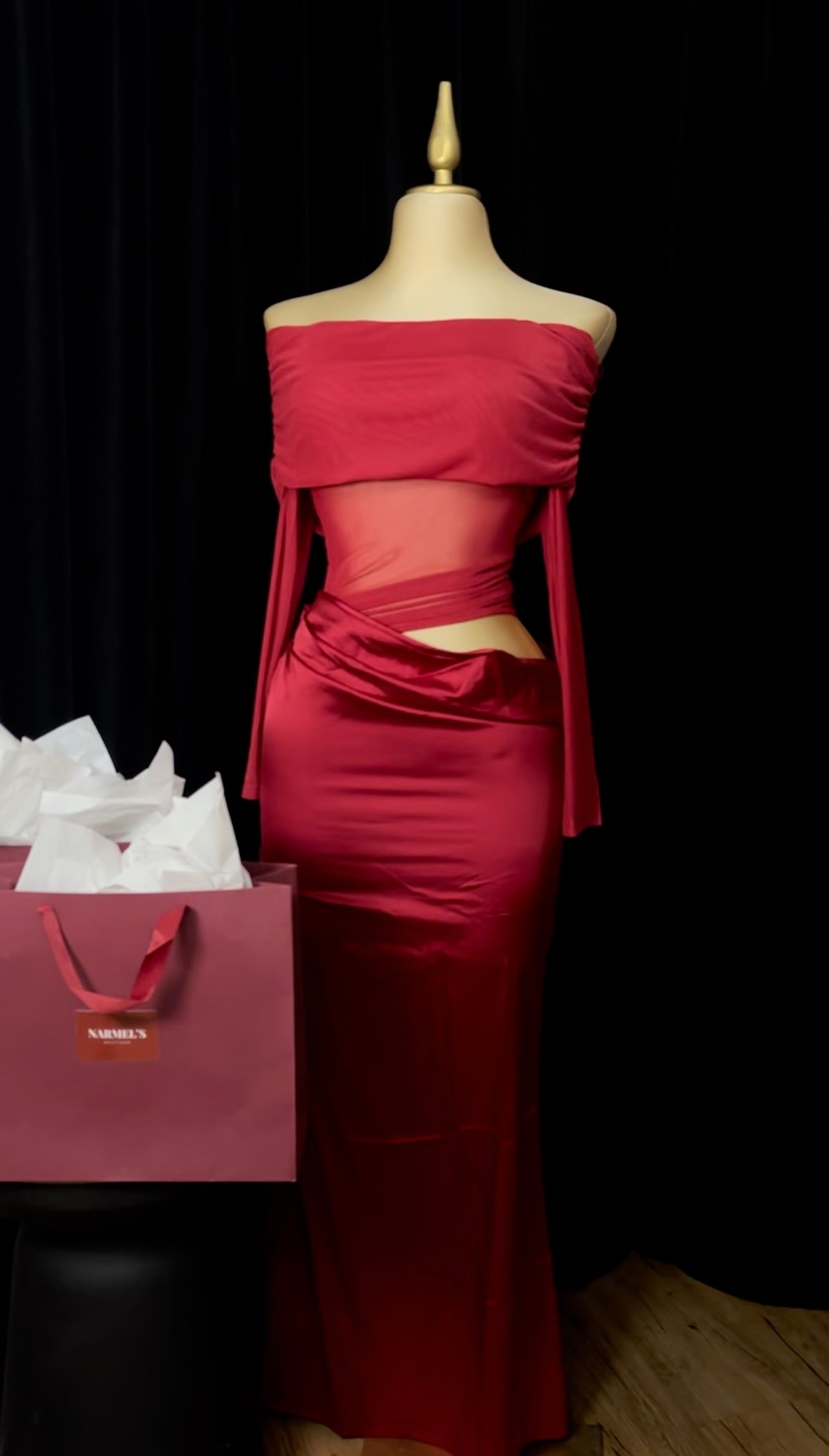The Satin Rouge Cutout Gown