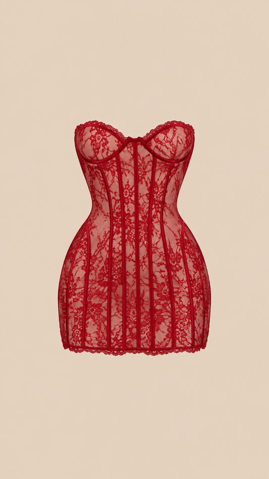 Valentina Mini Dress — Red                        (PRE-ORDER ARRIVES 9/18)
